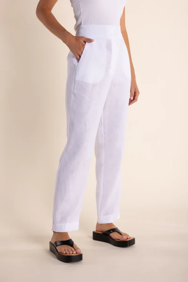 Two T's Linen Viscose Pant 7/8 White 2946