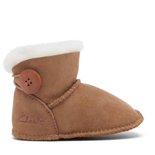 Clarks Kids Cuddle Bootie Slippers Chestnut