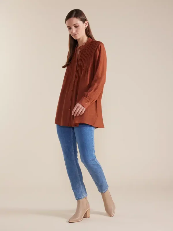 Marco Polo Long Sleeve Longline Pintuck Shirt YTMW44635 - Image 4