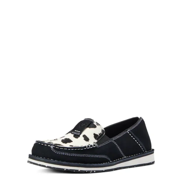 Ariat Cruiser Black/suede and white hair on
