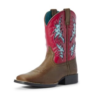 Ariat kids cowboy VentTEK boots brown/hot pink