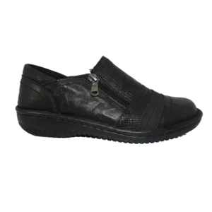 Cabello 5849-27 Black crinkle leather slip on shoe
