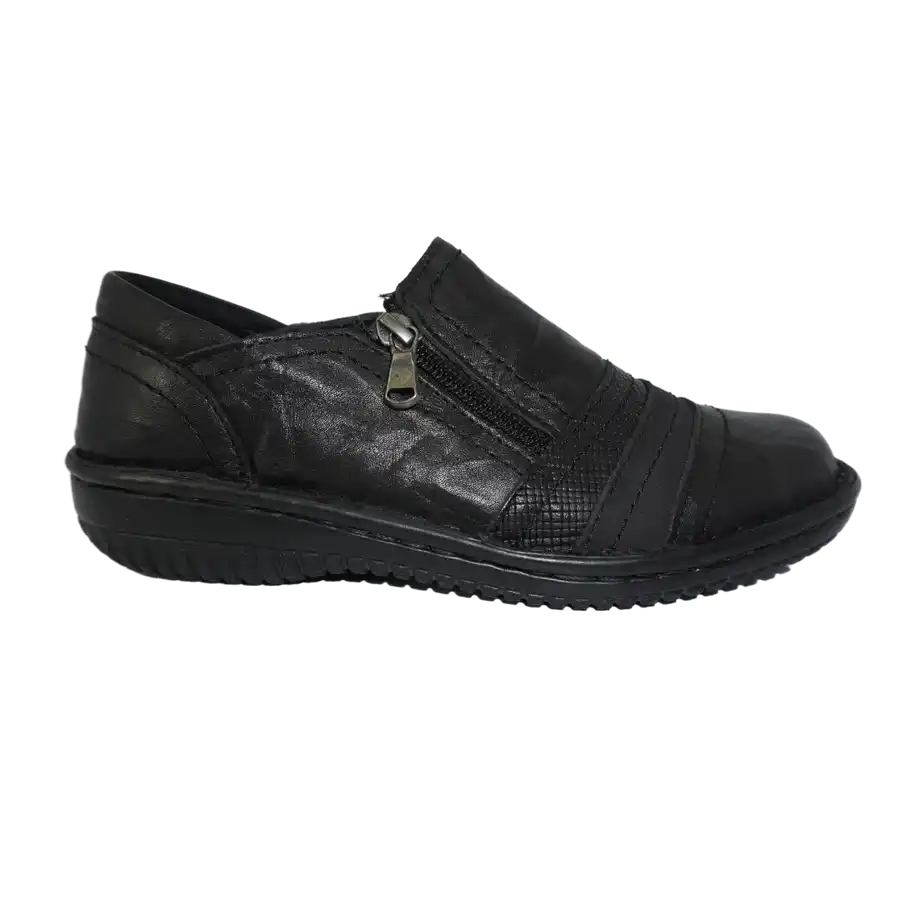 Cabello 5849-27 Black crinkle leather slip on shoe
