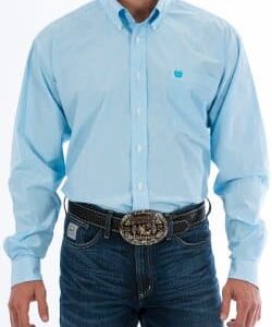 Cinch Mens Blue Striped Tencel Shirt MTW1104732