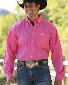 Cinch Solid Hot Pink Shirt Mens