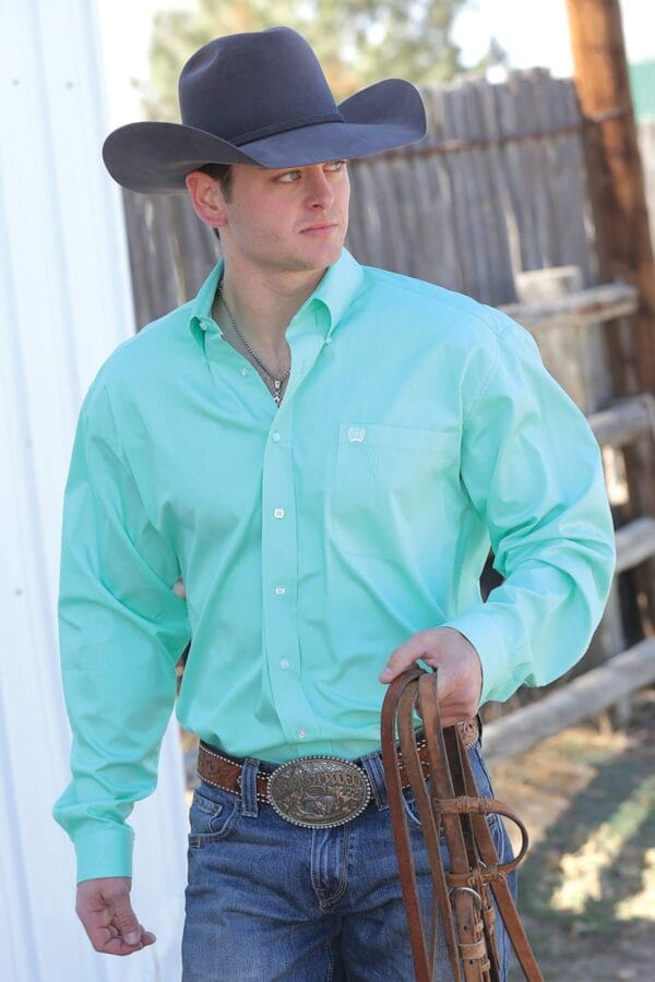 Cinch Solid Mint Shirt Mens