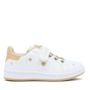 Clarks Kids Daphne Jnr Elastic White/Gold