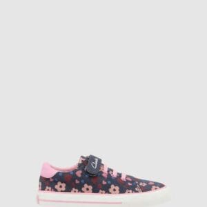 Clarks Kids Leah Canvas Shoes Navy/Pink Flowers