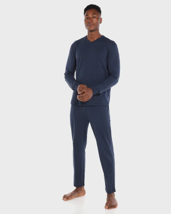 Coast Clothing Co Mens Essential Knit PJ Set Navy
