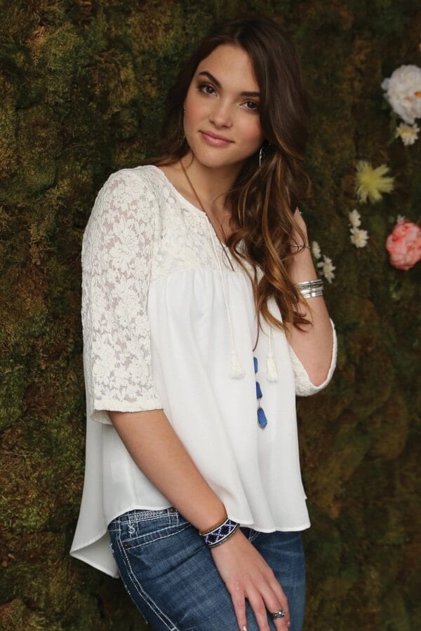 Cruel Cream Lace Mid Sleeve Shirt