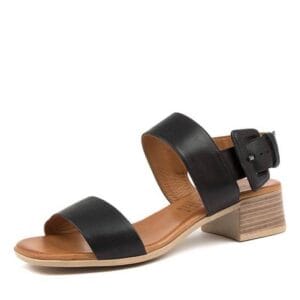 Diana Ferrari Tryme Black Leather Block Heels