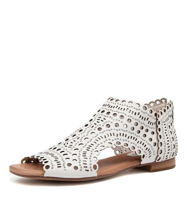 Django and Juliette Powers White Leather Sandal