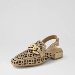 Django and Juliette Vooper Pale Gold Leather Heels