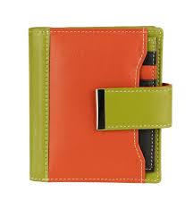 Franco Bonini SmallRemovable cardRFID Wallet - Orange multi colour