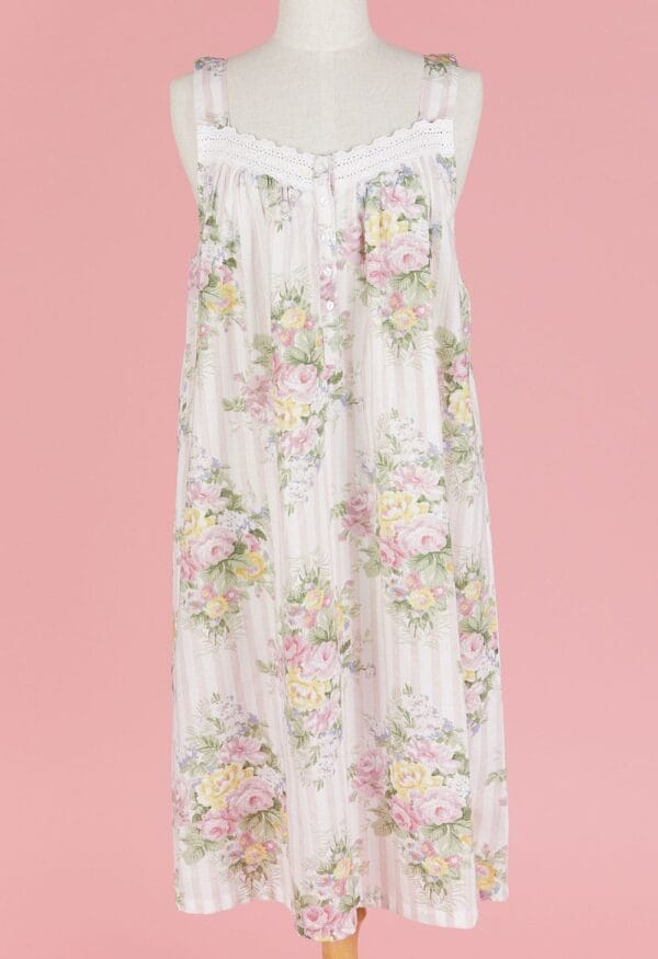 French Country Nightie FCT191 Bouquet stripe sleeveless