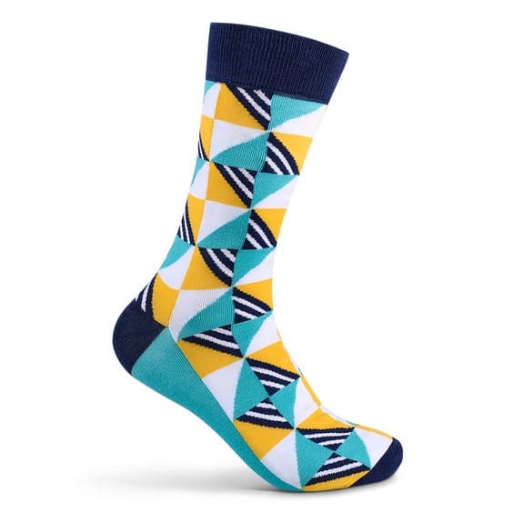 Julius Marlow Mens Socks Green/Black/White/Mustard stripes.