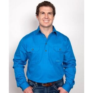 Just Country Mens Cameron Work Shirt Blue Jewel
