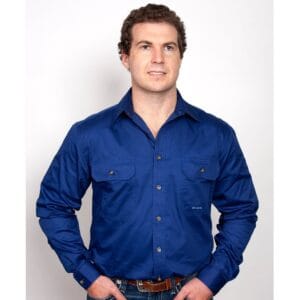 Just Country Mens Evan Work Shirt Cobalt