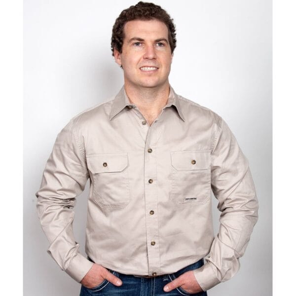 Just Country Mens Evan Work Shirt Stone