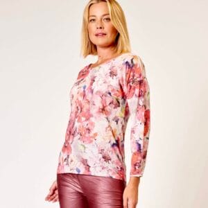 La Strada 100% VISCOSE TOP, MULTIRED FLORAL