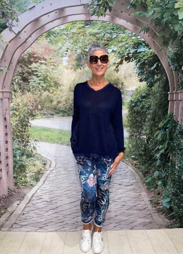 La Strada 40%LINEN60%VISCOSE TOP, NAVY