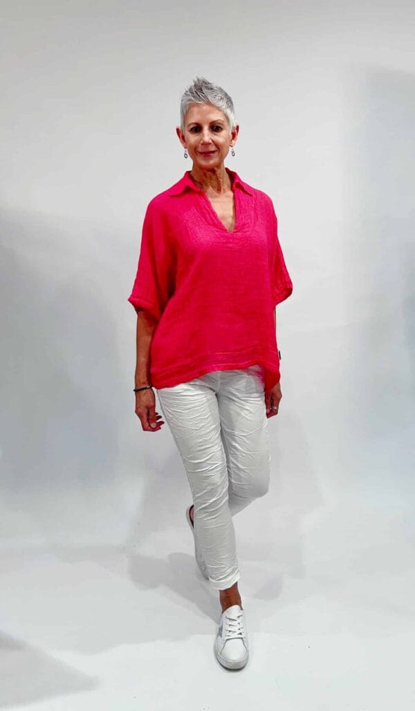 La Strada 78%LINEN 22%COTTON CAFTAN TOP