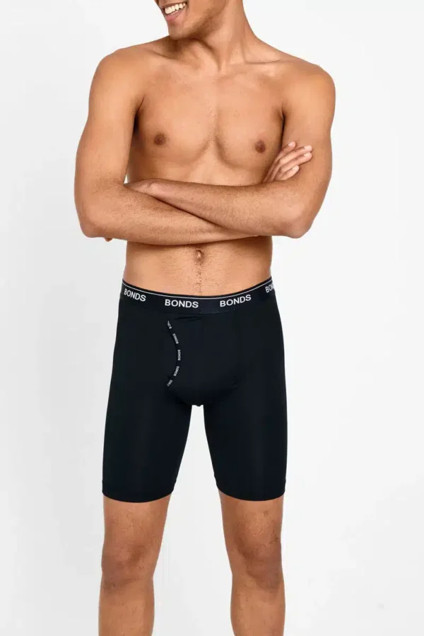 Mens Bonds Microfibre Long Trunk Black