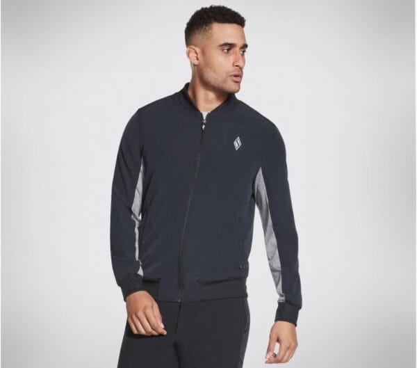 Mens Skechers Apparel Skech weave Premium Bomber Jacket Black