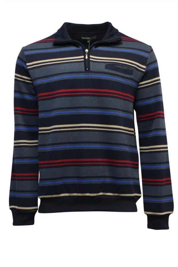 Pilgrim Mens Qtr Zip FrenchRib Navy/Denim