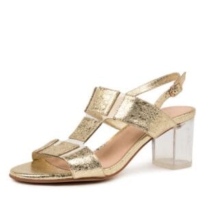Sheree Pale Gold-Clear Block Heels By Django & Juliette