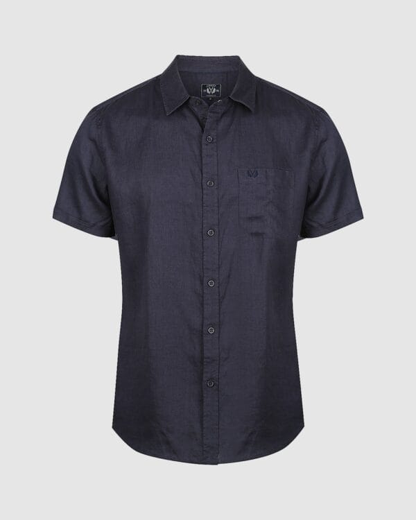 Short Sleeve Linen Shirt in Navy Coast Clothing Co.