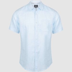 Short Sleeve Linen Shirt in Sky Blue