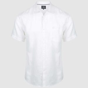 Short Sleeve Linen Shirt in White