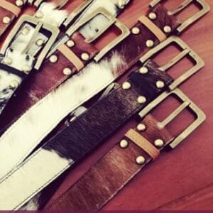 The Design Edge Thick Cowhide Belt Dark Brown & White