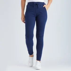 Threadz Tie Front Gathered Jeans Navy