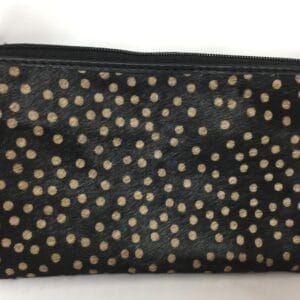 Toronto Polka Print Hairon and Black Leather Small Clutch 69992