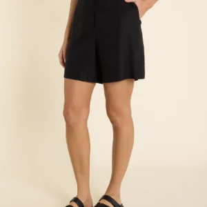 Two T's Linen Viscose Tailored Short Black 2928