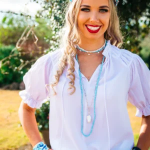 Wisteria Lane Artic Ice Shoulder Detail Shirt WL322-1