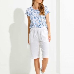 Yarratrail White Linen Walk Shorts YT22H5773