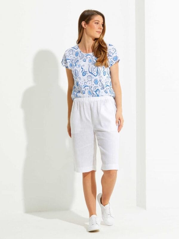 Yarratrail White Linen Walk Shorts YT22H5773