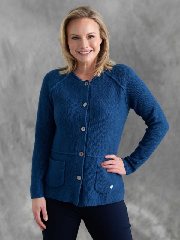 Yarratrail Panelled Cardigan Seaport Blue