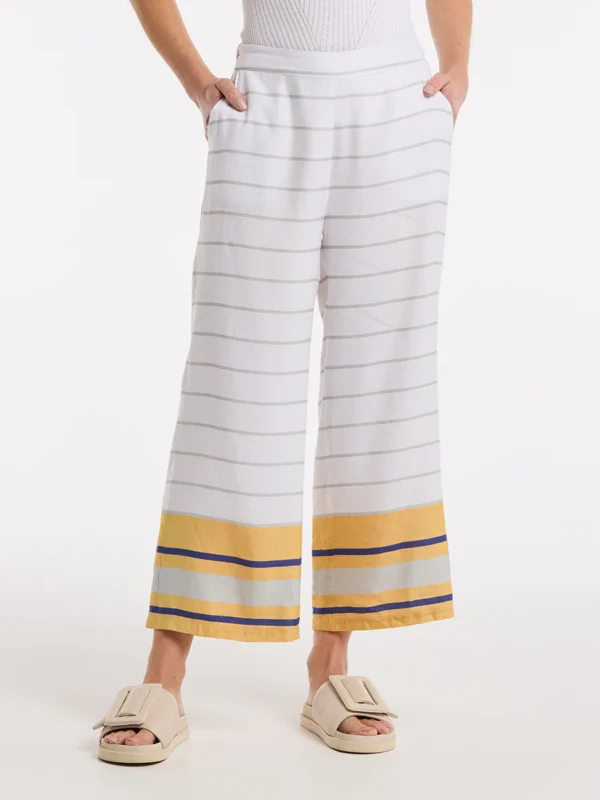 YTMS58266 Marco Polo multi striped Wide leg Pants