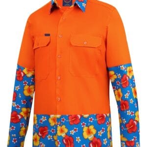 Rite Mate Open front Orange/Hibiscus long sleeved shirt RMRUO2