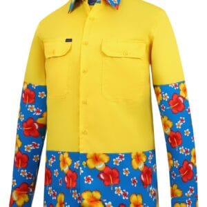 Rite Mate Vented Open front Yellow/Hibiscus Long Sleeved Shirts RMRUO2.Y