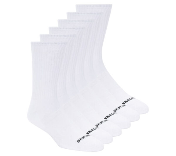 Skechers 6 Pair White Crew Socks