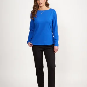 4472 Electric Blue - Boat Neck Long Sleeve Top