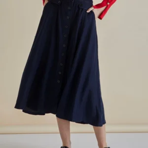 Betty Basics Lola Lyocell Skirt - Dark Vintage Blue