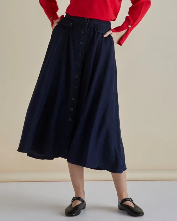 Betty Basics Lola Lyocell Skirt - Dark Vintage Blue