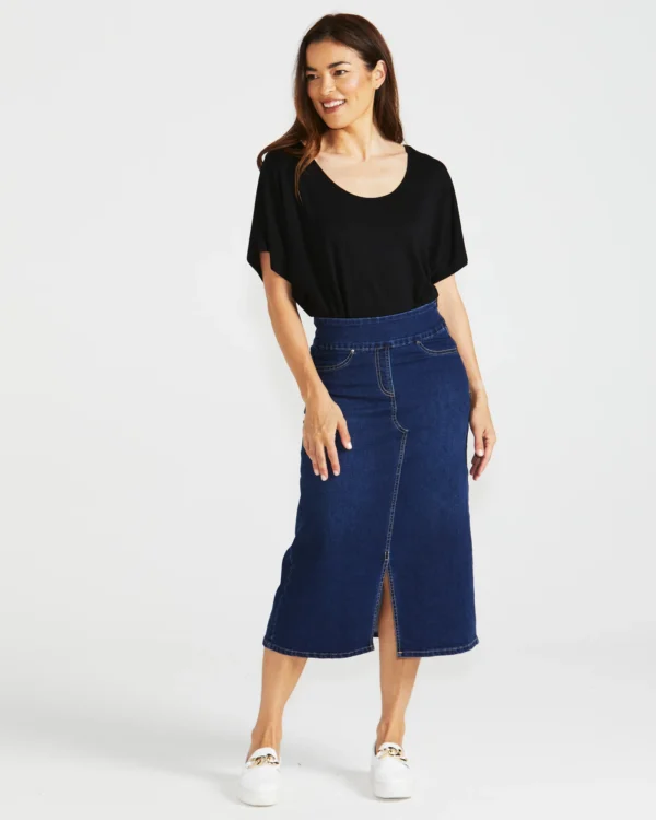 Betty Basics Shelby Stretch Denim Skirt - Midnight Denim - Image 5