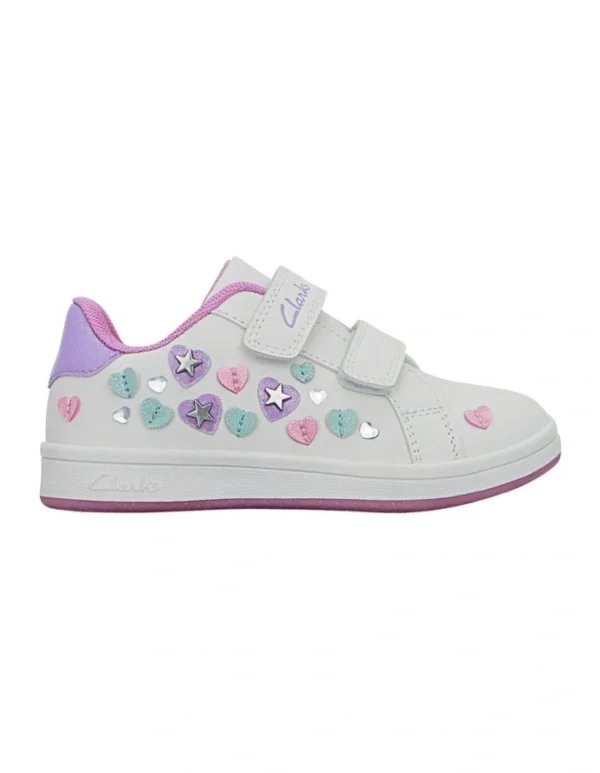 Clarks Dulcie JNR White Girls Sneakers